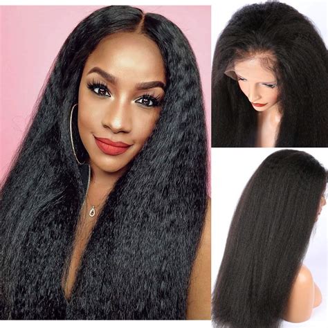 kinky straight human hair wig amazon|100 human hair half wigs.